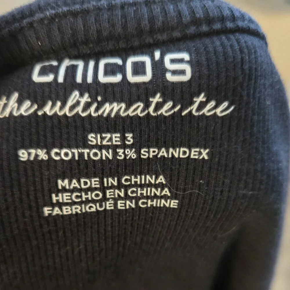 Chico's Black Ribbed Tank Top - Size 3 - EUC - Picture 3 of 4